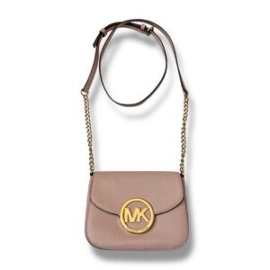 Michael Kors mini soft pink pebble leather logo crossbody handbag